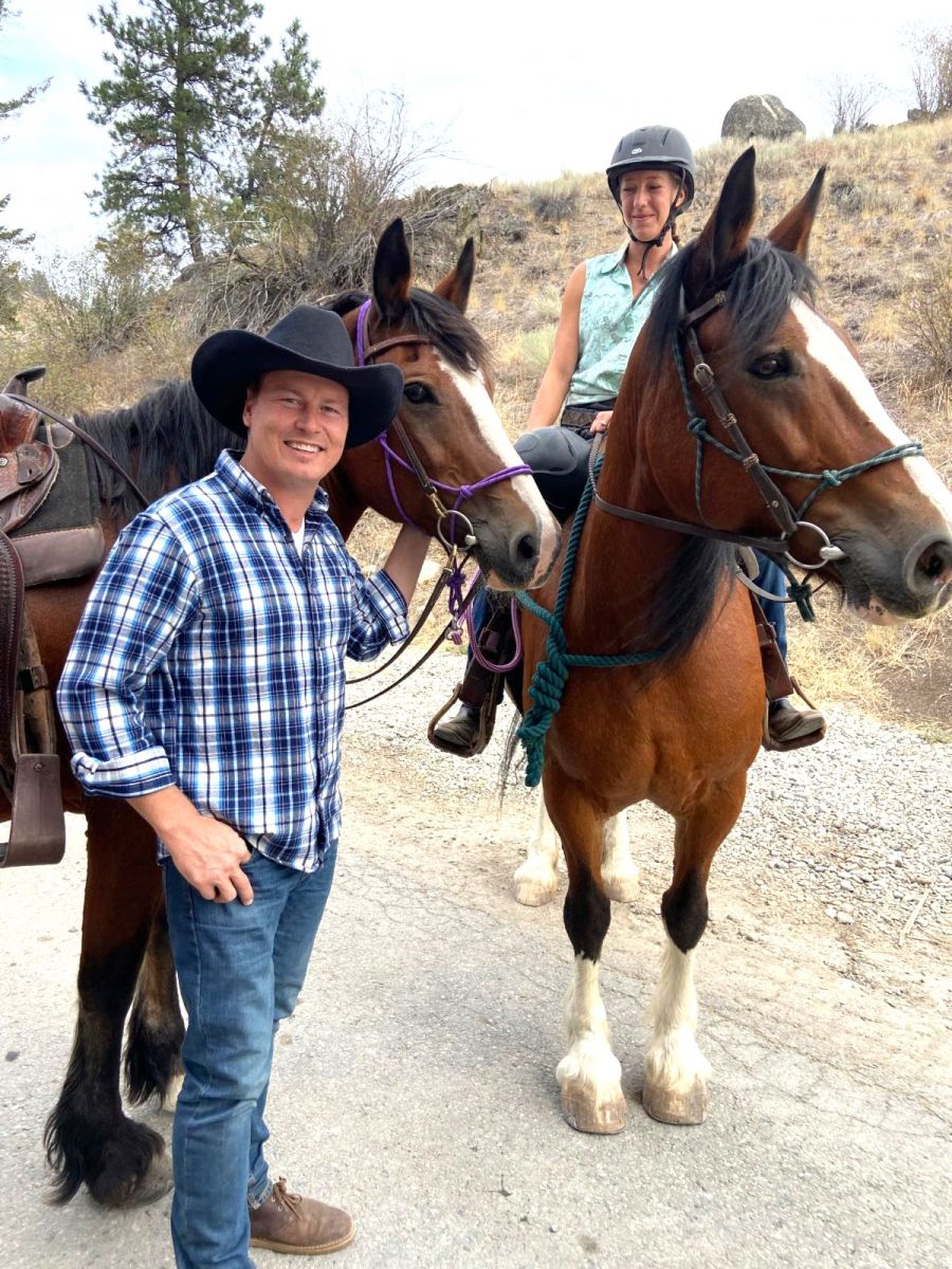 <who>Photo credit: Garnet Valley Ranch Winery</who>One of the wine touring options at Garnet Valley Ranch Winery in Summerland is by horseback.